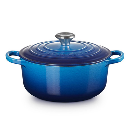 Le Creuset Signature Round Casserole 20cm SS Knob Azure Blue